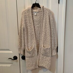 NWOT RACHEL ZOE Chunky Cream Popcornrn Cardigan Duster Hoodie Sweater XS